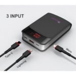 Reman Power Bank 10000mAh With 3 Input Type C, Micro,iPhone Black Color - Image 6
