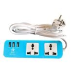Extension Socket With 2 Inputs & 3 USB Port 2500W / 10A -1.5M Blue Color