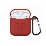 Protective Silicone AirPods Case with hook Red color