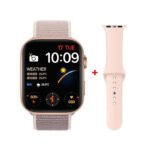 FK88 Smart Watch 44MM-SERIES 6 - Full Touch Screen, All watch Buttons Work with 2 Fabric & Silicone Straps, Support Arabic language, compatible  Android & IOS, Gold Color - Image 2