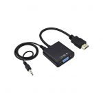 HDMI To VGA Adapter With Audio Cable Support 1080P Resolution - Black