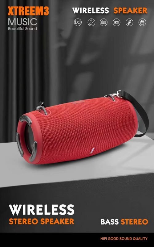 redjni (1) Portable Bluetooth Speaker with 3D Sound - Compatible with All Devices - xtreme3 - Red - Image 3