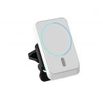 شاحن سيارة مغناطيسي لاسلكي 15 واط شحن سريع يثبت بفتحة التكيف في السيارة متوافق ايفون 12 و ايفون 12 برو وايفون 12 برو ماكس - 969 - أبيض