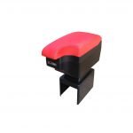 كونسولة ومسند يد للسيارة جلد مستويين لتخزين الأغراض واربع مخارج يو اس بي وحامل اكواب في الخلف مستويات مختلفة لراحة اليد اثناء قيادة السيارة مناسب لجميع السيارات - CON-02 - لون اسود في احمر