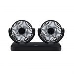 Car fan with child-safe design, double head, 360-degree rotation, powerful and quiet, works on car lighter - 3R-3009