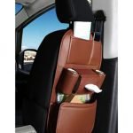 Car Seat Back Storage Organizer Bag Faux Leather Multifunction Organizer Holder Travel Accessories - SCS100 - Brown