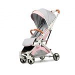 Baby Stroller Easily foldable baby stroller with four wheel wide base - LZD A8188 - Pink x Gray