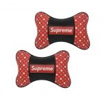 Car Leather Head and Neck Support Set of 2 Pieces - CFSJ-0 - Supreme Red