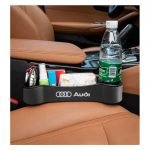 Car Seat Side Organizer and Cup Holder Multifunctional 2 Piece for Audi- CSB - Black