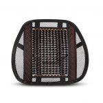 Comfortable and elegantly embroidered wood medical back 42X41 cm for a car, home or office chair - C-WR01 - Dark Brown & Black