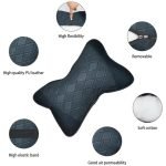 2 Pieces Head and Neck Rest Made of High Quality Leather - Model AM-06 / Black Color - Image 2