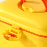 ⁦لانش بوكس للأكل مؤلف من 3 اقسام علوية وقسم سفلي عالي الجودة / موديل MMB - لون اصفر⁩ - الصورة ⁦2⁩