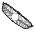 ⁦شبكة سيارة امامية متوافقة مع سيارات مرسيدس CW205  موديل 2019-2021  بدون فتحة كاميرا  / لون كروم مرصع بالماس⁩ - الصورة ⁦2⁩