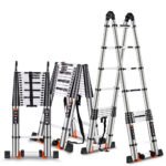 Imported telescopic aluminum ladder, interlocking, adjustable - length 2.2 meters, bendable 360 ​​degrees / Model YT-ATM220