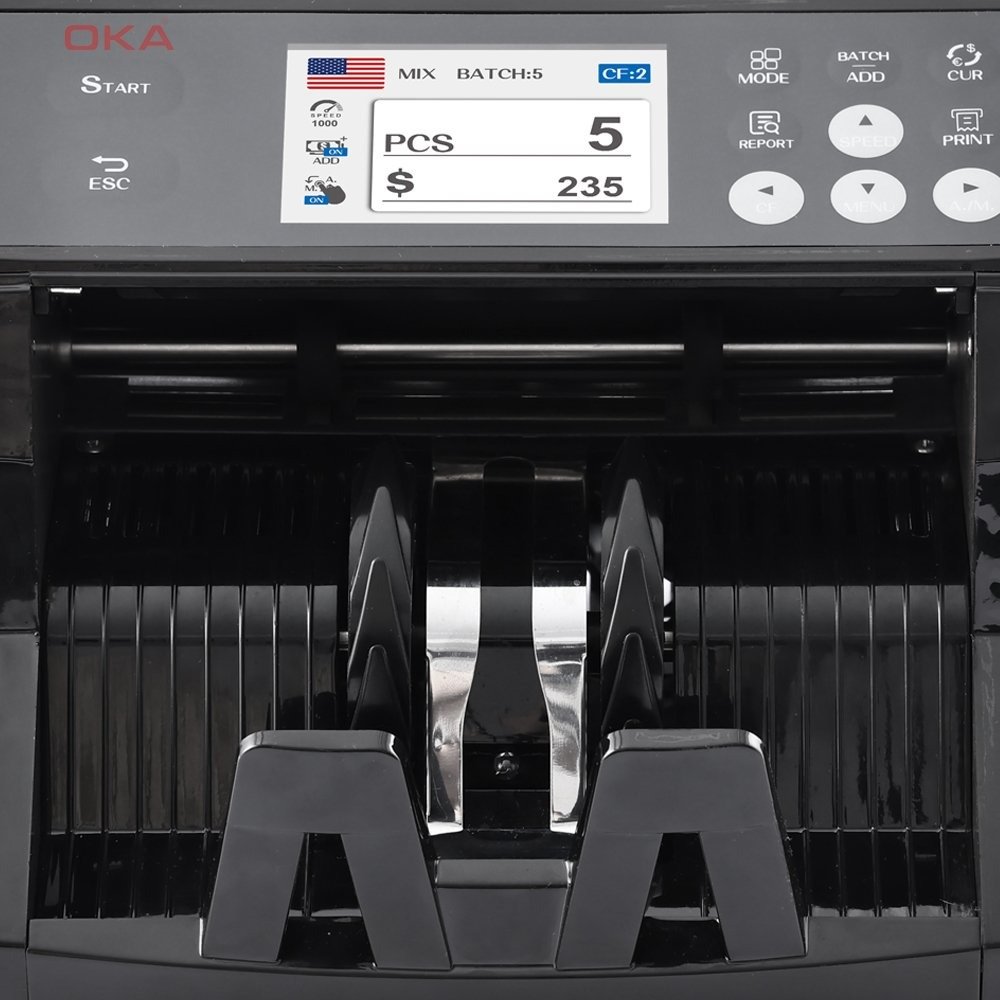 ghfghgfhfgh OKA Bill Counting for sorting and counting various currencies and detecting counterfeiting (Egyptian-Dollar – EURO – Chinese yuan ) (You can Add any currency you want) / Model OKA-MIX 110 - Image 2