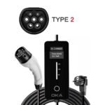 Oka Portable Electric Vehicle (EV) Charger TYPE2, Dustproof and Water Spray Resistant, 16Amp, 3.5Kw/ Model:TurboVolt