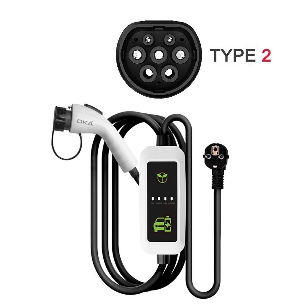 9 شاحن اوكا للسياراة الكهربائية محمول عالي الجودة TYPE2 (EV Charger) – بقوة 16 أمبير 3.5 كيلو وات – موديل/ D16A - الصورة 1