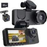 كاميرا تابلوه مع شاشة IPS HD مقاس 2.0 انش، امامية وخلفية داخلية 3 قنوات بدقة 1080P بعدسة قابلة للتعديل، ذكية للكشف عن الحركة ومراقبة وقوف السيارات